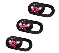 SIREG Webcam Cover Slide 0.027in Ultra Thin Web Camera Cover for Laptops Smartphone PC Tablets for Protecting Your Privacy Security (Butterfly-Black & 3 Pack)