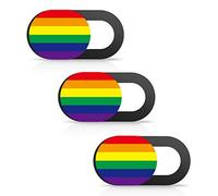 SIREG Webcam Cover Ultra Thin - Web Camera Cover fits Laptop,Tablet, Computer, Smartphone, Protect Your Privacy and Security,Strong Adhesive (Rainbow-Black & 3 Pack)