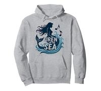 Siren of the Sea: Enchanting Mermaid Melody Pullover Hoodie, Adult Unisex, Heather Grey, L