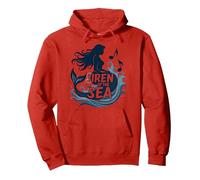 Siren of the Sea: Enchanting Mermaid Melody Pullover Hoodie, Adult Unisex, Red, S