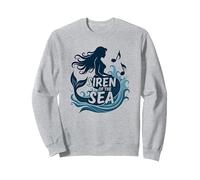 Siren of the Sea: Enchanting Mermaid Melody Sweatshirt, Adult Unisex, Heather Grey, XL