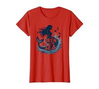Siren of The Sea: Enchanting Mermaid Melody T-Shirt, Women, Red, M