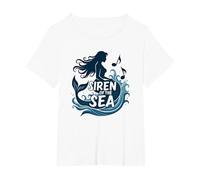 Siren of The Sea: Enchanting Mermaid Melody T-Shirt, Women's Plus, White, 1X