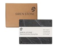 Siren Stone Natural Stone Dish Drying Mat 15.7" x 11.8", Slate Color - Diatomaceous Earth Kitchen Mat | Quick Drying, Non-Toxic, BPA-Free, Eco-Friendly | Female-Founded USA Brand