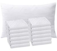 Sirenpho Pack of 12 Pillow Protectors Zippered Covers 50x75cm, Anti Dust Mite Anti-Allergy Hotel Quality Satin Stripe Pillow Case, Pillow not Include