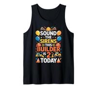 Sirens Builder is 2 Year Excavator 2nd Construction Birthday Tank Top