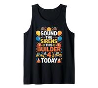Sirens Builder is 4 Year Excavator 4th Construction Birthday Tank Top