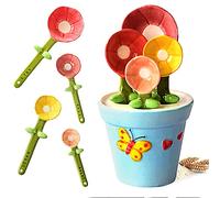 Sirensky Flower Measuring Spoons Set in Pot,Cute Ceramic Measuring Spoons with Base,Porcelain Flower Small Spoons with Holder for Home and Kitchen (Flower Shape)