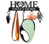 SirHoldeer Dog Lead Holder for Wall, Dog Gifts for Women Men Idea - Dog Harness, Collar, Stake and Coat Holder - Small and Medium Dogs - Key Hooks Wall Mounted - Black Metal Key Racks for Dog Leash