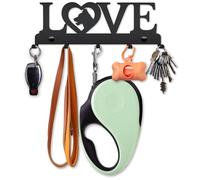 SirHoldeer Dog Lead Holder for Wall, Dog Gifts for Women Men Idea - Dog Harness, Collar, Stake and Coat Holder - Small and Medium Dogs - Key Hooks Wall Mounted - Black Metal Key Racks for Dog Leash