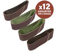 Sirius 12 Piece Assorted 100mm x 610mm Sanding Belts 100mm x 610mm Assorted Pack of 12