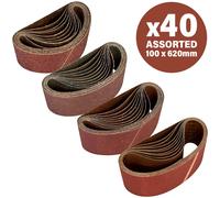 Sirius 40 Piece Assorted 100mm x 620mm Sanding Belts 100mm x 620mm Assorted Pack of 40