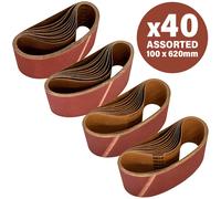 Sirius 40 Piece Assorted 100mm x 620mm Sanding Belts 100mm x 620mm Assorted Pack of 40