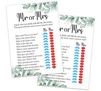 Sirjiera Bridal Shower Game Cards: Mr or Mrs Game, 30 Wedding Shower Party Game Cards, Guess Who the Bride or Groom, Age 18+