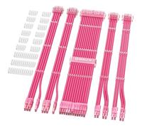 Sirlyr PSU Cable Extension Kit - 8Pin PCIE (34cm), 24Pin ATX & EPS (30cm), 16AWG Power Supply Cables with Combs, Soft Braided Sleeve for PC Build (Pink)