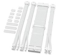 Sirlyr PSU Cable Extension Kit,Bright White Sleeved PC Cables Extensions Mod,24Pin ATX x1 8Pin EPS x1 8 Pin PCI-E x2,Gold-Plated Pins for GPU Power Supply with Pre-Install Cable Combs,4 Kits
