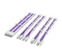 Sirlyr PSU Extension Cable Kit - Custom Sleeved Power Supply Mod for PC Build 16AWG 24Pin ATX/8 (4+4) Pin EPS CPU/8 (6+2) Pin PCI-E GPU PSU - White Purple 5 Kits