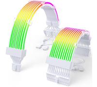Sirlyr RGB 12VHPWR Cable Set,ARGB PSU Cable Extension of Soft LED Strip Include 24Pin Motherboard,16 Pin to 3×8 Pin GPU Power Supply Cables for PC Custom