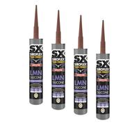 Siroflex SX Contractors Low Modulas Neutral Cure Silicone Seals Most Building and Glazing Joints, Almost Odourless and Forms a Durable Rubber Seal, Size - 300ml Colour - Brown (Pack of 4)