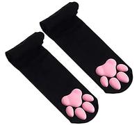 SIROLISA 3D Silicone Cat Paw Mittens Gloves with Ears Tails Cute Paw Toes Beans Socks Set for Women Girls Halloween Christmas Cosplay (BLACK SOCKS)