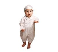 SIRRI Baby Boy Romper Christening Ivory Outfit, Elegant 2pc Baptism Wear 0-24 Months for Blessed Day Attire Age 18-24 Months