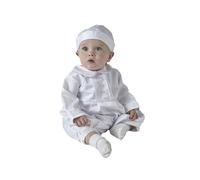 SIRRI Baby Boy Romper Christening White Outfit, Elegant 2pc Baptism Wear 0-24 Months for Blessed Day Attire Age 12-18 Months