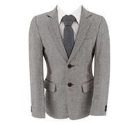SIRRI Baby Boys Herringbone Tweed Texture Light Grey Blazer Formal Wedding Smart Casual Winter Suit Jacket Size 12 Years
