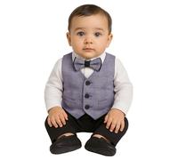 SIRRI Baby Boys Textured Jacquard Waistcoat Lilac Check Suit 4PC Formal Set Newborn Age 3 Months