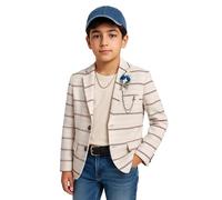 SIRRI Boy’s Horizontal Striped Slim Fit Fashion Blazer Casual Special Occasion Birthday Wedding Dinner Prom Party Suit Jacket Size 12 Years
