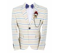 SIRRI Boy’s Horizontal Striped Slim Fit Fashion Blazer Casual Special Occasion Birthday Wedding Dinner Prom Party Suit Jacket Size 12 Years