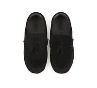 SIRRI Boys Faux Suede Black Slip On Loafer Wedding Classic Smart Casual Moccasin Flat Shoes UK Size Youth 4