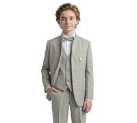 SIRRI Boys’ Formal Ottoman Sage Green Suit - 6-Piece Set, Mandarin Collar Traditional Wedding AttireSizes 12 Years UK