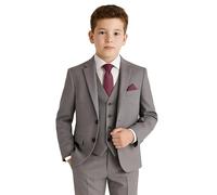 SIRRI Boys Grey Tailored Fit Formal Suit 3PC Set for Weddings Business & Parties Age 10 Years