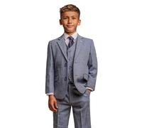 SIRRI Boys Slim Fit Light Blue Suit, Communion Wedding Attire Set, Elegant Formal Outfit 3PC, Wells, Age 12 Year