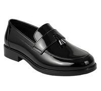 SIRRI Boys Slip-On Tassel Loafer Black Shoes Patent & Matt Prom Smart Formal Footwear Size Child 11