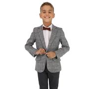 SIRRI Boys Tailored Fit Tweed Like Check Grey Blazer - Versatile Single-Breasted Jacket for All Occasions Age 4 Years