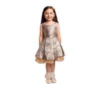 SIRRI Girls’ Blue Floral Jacquard Dress & Bag Set, High-Low Tulle Pleated Party Dress Age 4 Years