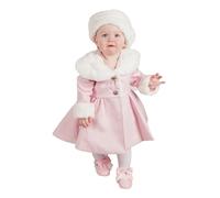 SIRRI Girls Faux Fur Midi Pink Dressy Coat and Hat 2 Piece Set Formal Midweight Felt Jacket outerwear Age 7-8 Years