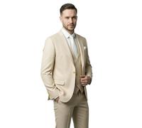 SIRRI Men’s Slim Fit Textured Formal Beige Suit - 3-Piece Set for Business and Weddings Chest 54R - Waist 48R