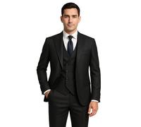 SIRRI Men’s Slim Fit Textured Formal Black Suit - 3-Piece Set for Business and Weddings Chest 40R - Waist 34R