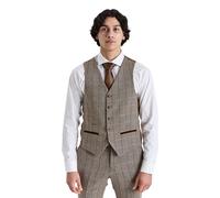 SIRRI Men’s Tweed Retro Sold Separately Windowpane Brown Suit Waistcoat for Wedding & Special Occasion Chest 40R