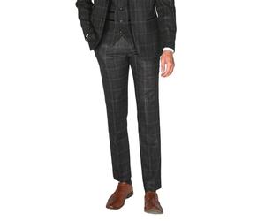 SIRRI Men’s Windowpane Charcoal Grey Check Plaid Suit Trousers, Formal Set Sold Separately, Size 40