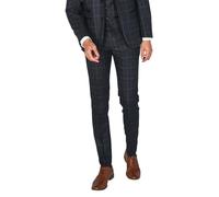 SIRRI Paul Andrew Men’s Check Tweed Retro Trousers in Navy Blue Size 42