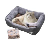 Sirseon Dog Bed for Small Dogs, Calming Dog Bed, Cat and Dog Sofa Bed, Pet House, Nest Cave, Small Dog Bed with Cooling Mat, Blanket and Toy Bone, Cat Bed, Rectangular