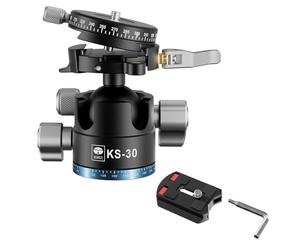 SIRUI 36mm Low Profile Ball Head KS-30, 360° Double Panoramic Aluminium Alloy Tripod Head for Camera, Camcorder, Professional Heavy Duty Ball Head for Tripod, Monopod, Camera Slider, Max Load 20KG