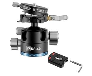 SIRUI 40mm Low Profile Ball Head KS-40, 360° Double Panoramic Aluminium Alloy Tripod Head for Camera, Camcorder, Professional Heavy Duty Ball Head for Tripod, Monopod, Camera Slider, Max Load 25KG