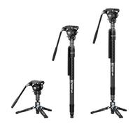 SIRUI 61"/155cm Carbon Fiber Video Monopod with Feet, Pan Tilt Fluid Head | Rapid Compact Professional Camera Monopod with Removable Tripod Base for Camera, Camcorder, Max Load 13.2lbs/6kg, AM-145+S3