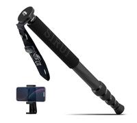 SIRUI 65"/165cm Carbon Fibre Monopod for Camera, AM-MDP01 | Compact Lightweight Monopod for Travel, 6 Sections Lightweight for DSLR, Camcorder, Load up 10kg, included Phone Holder