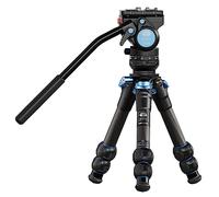 SIRUI AM-223L+VA-5 Carbon Fiber Mini Video Tripod with Leveling Base, VA-5 Smooth Video Fluid Head, Portable Desktop Tripod for Camera and Camcorder, Folded Height 31cm, Max Load 3KG