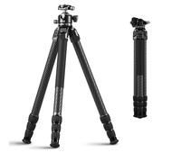 SIRUI AM-324S+G1 Carbon fibre Tripod, Low Profile Ball Head, Loads Up 44lbs | Heavy Duty Tripod, 59.8" Height, 6 Accessory Ports, DSLR, Mirrorless Camera, Telephoto Lens, Wildlife Photography